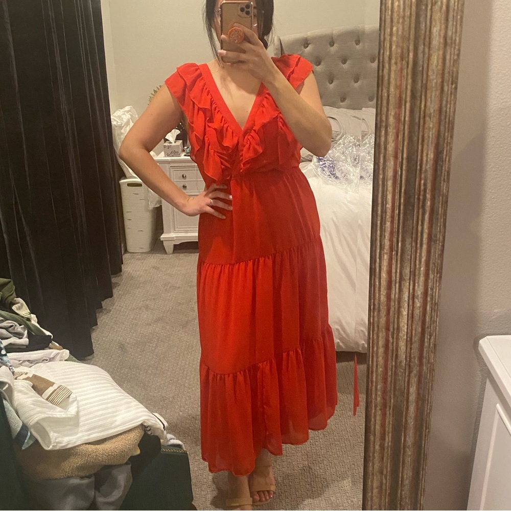 WAYF Red Ruffle Maxi Dress - Picture 6 of 6